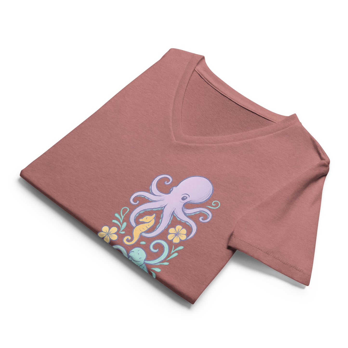 Lavender Reef Friends - Women’s Whimsical Coastal V-Neck