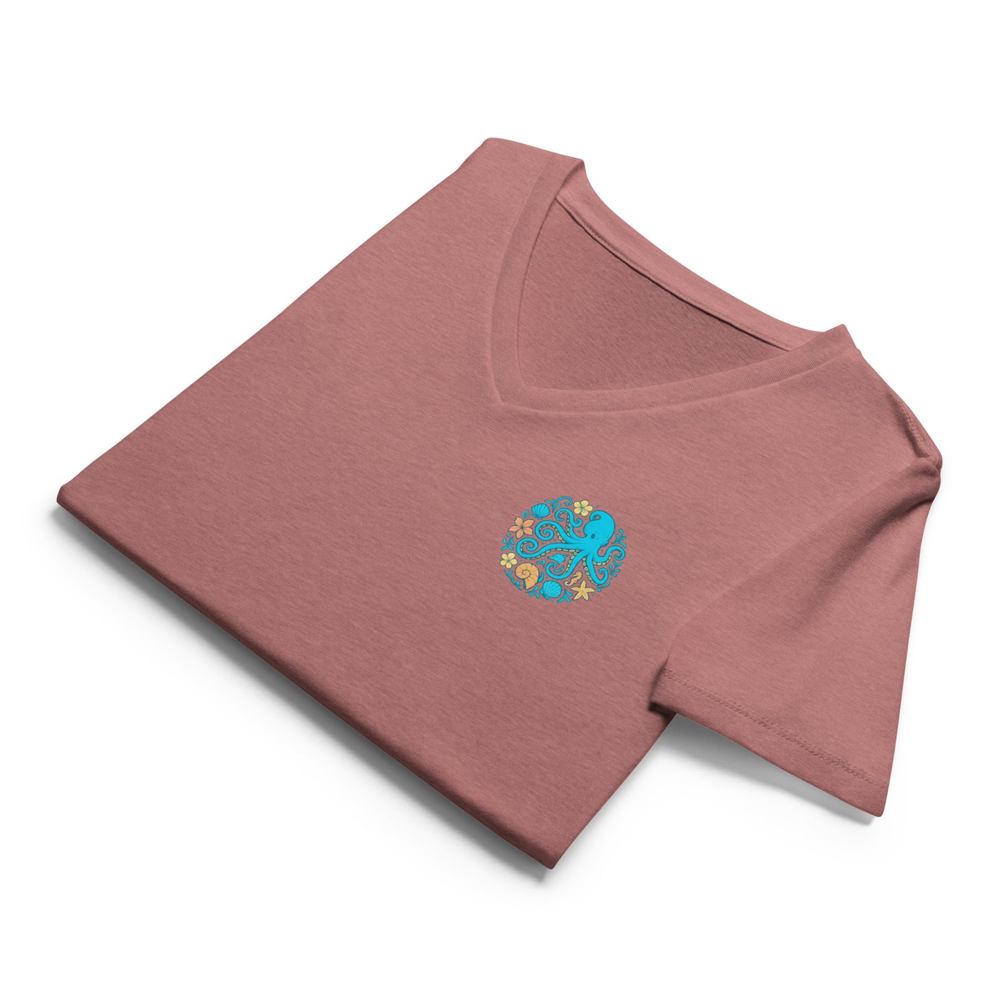 Octopus in Bloom - Women’s Whimsical Coastal V-Neck