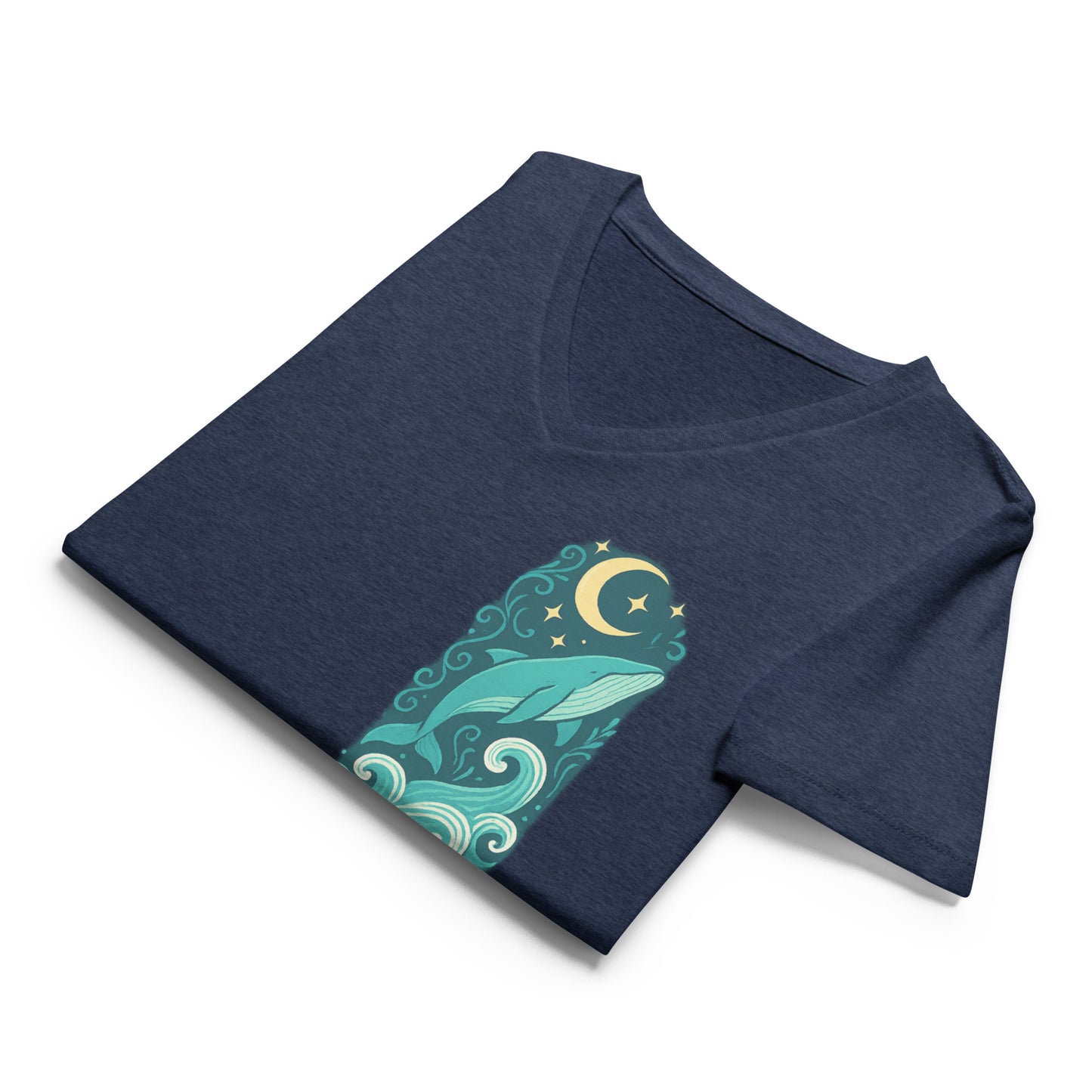 Moonlit Whale Dreams - Women’s Whimsical Coastal V-Neck