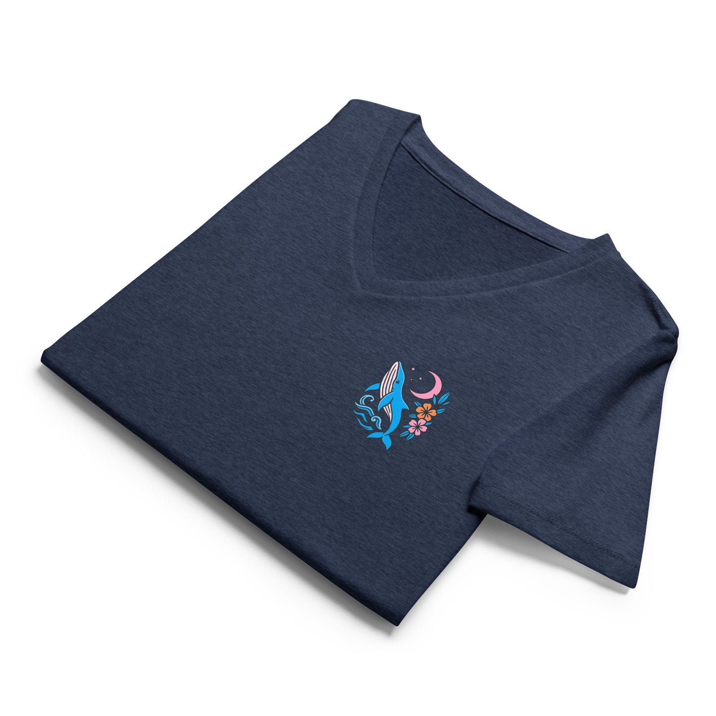 Moonrise Whale - Women’s Whimsical Coastal V-Neck