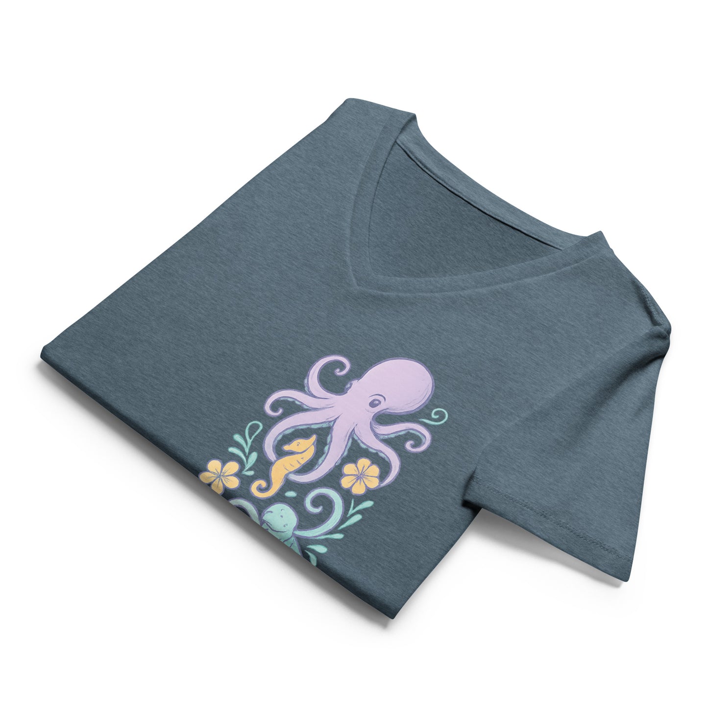 Lavender Reef Friends - Women’s Whimsical Coastal V-Neck