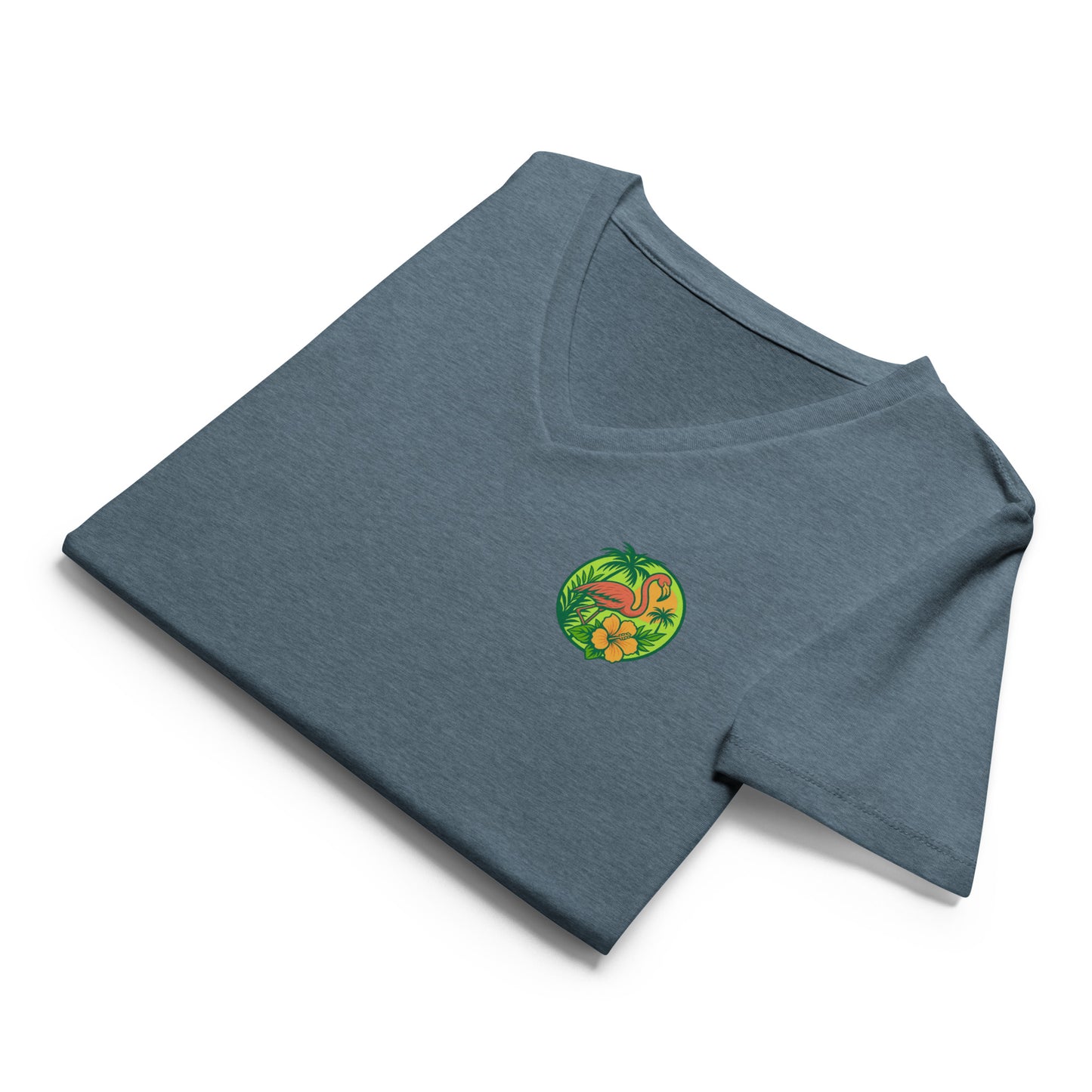 Flamingo in Bloom - Women’s Whimsical Coastal V-Neck