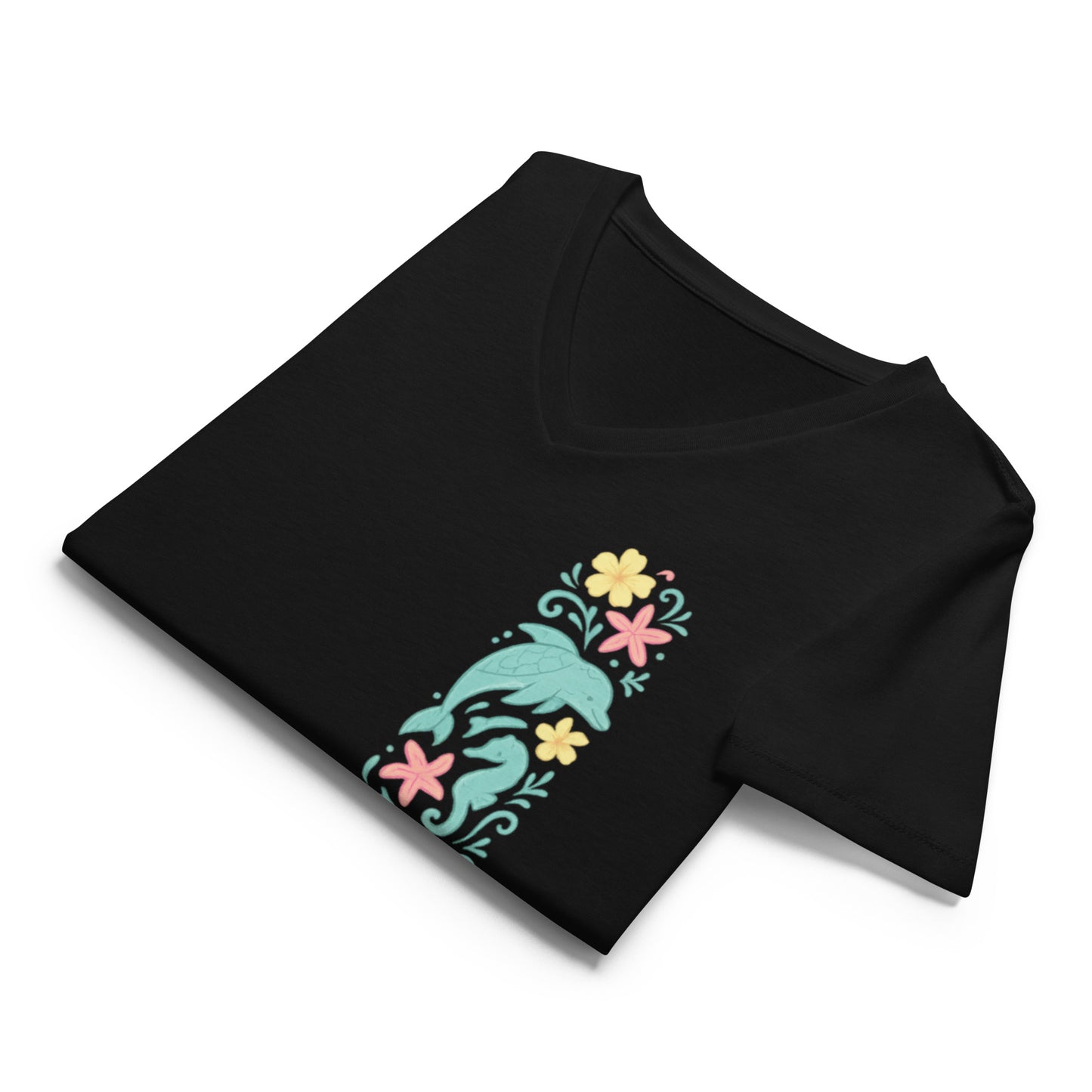 Tropical Reef Bloom  Women’s Whimsical Coastal V-Neck