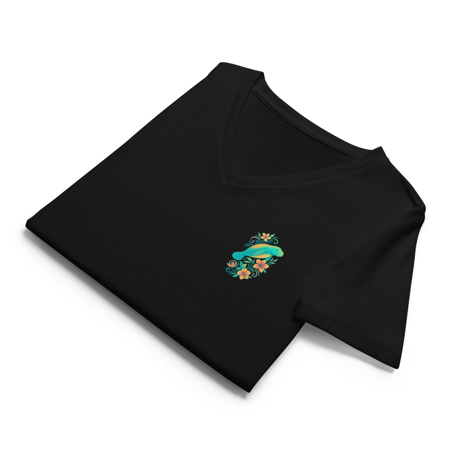 Manatee in Bloom - Women’s Whimsical Coastal V-Neck