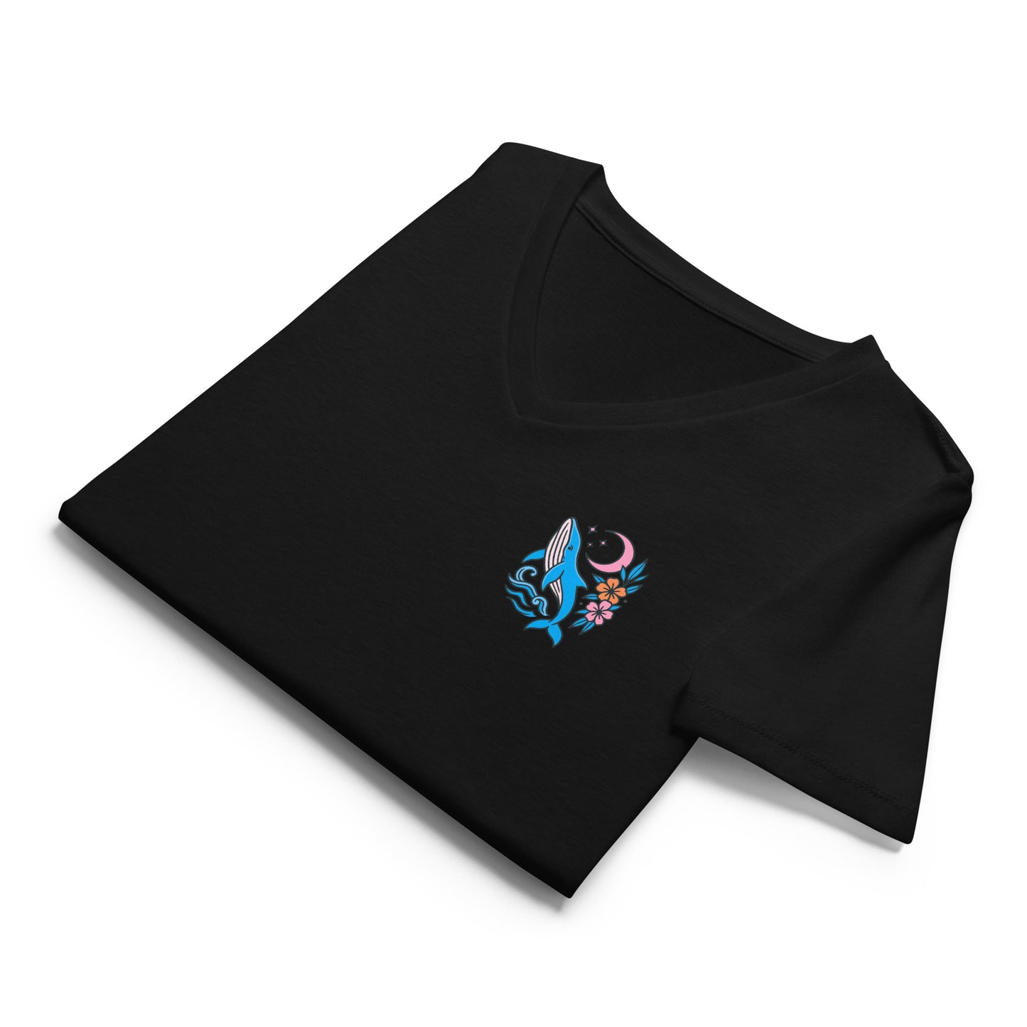 Moonrise Whale - Women’s Whimsical Coastal V-Neck
