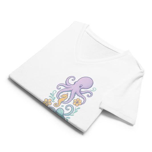 Lavender Reef Friends - Women’s Whimsical Coastal V-Neck