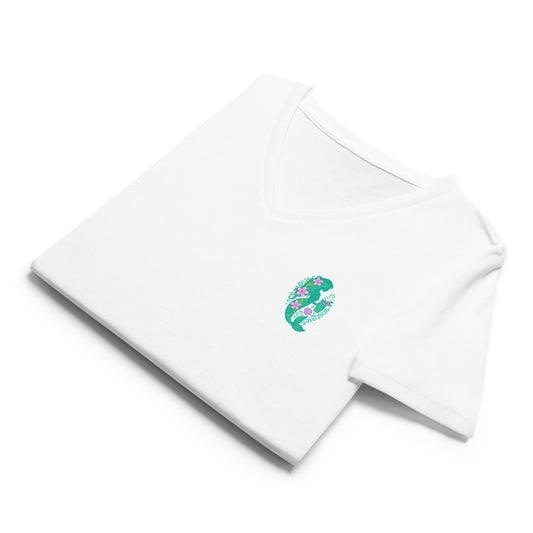 Tropical Mermaid in Bloom - Women’s Whimsical Coastal V-Neck