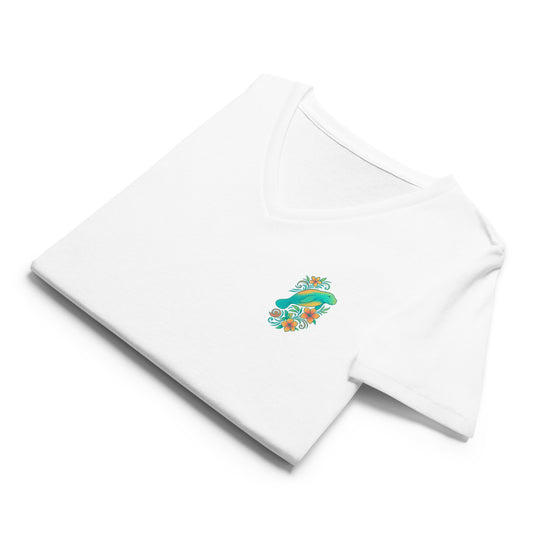 Manatee in Bloom - Women’s Whimsical Coastal V-Neck
