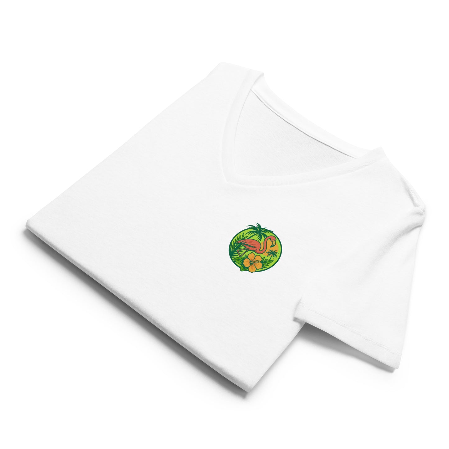 Flamingo in Bloom - Women’s Whimsical Coastal V-Neck