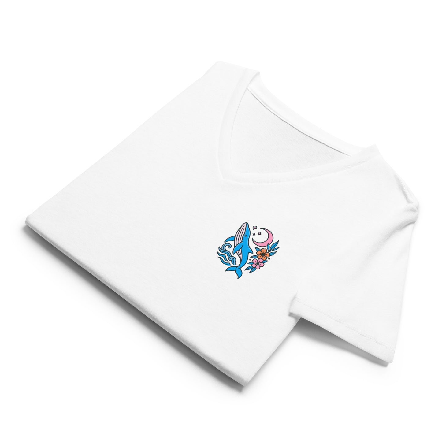 Moonrise Whale - Women’s Whimsical Coastal V-Neck