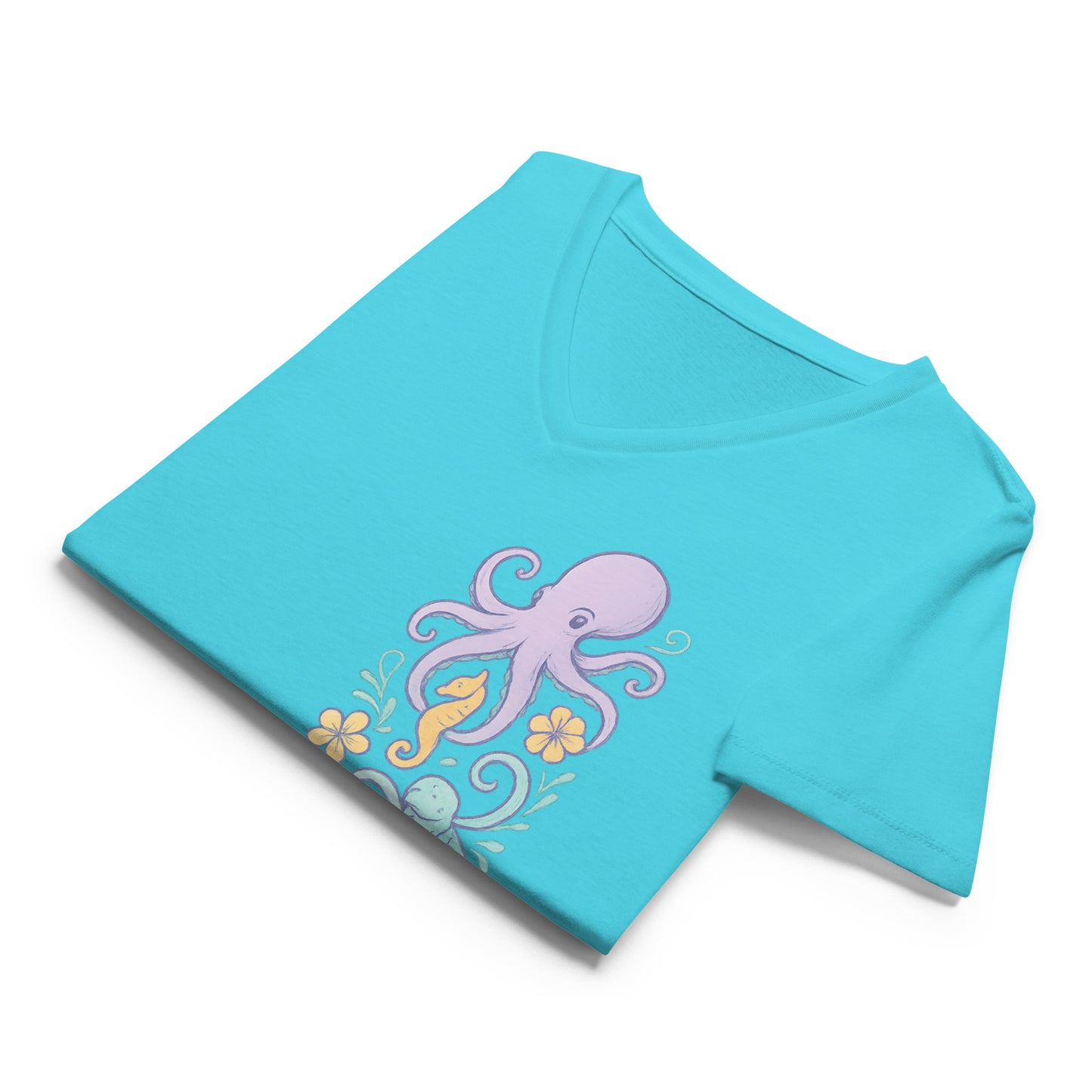 Lavender Reef Friends - Women’s Whimsical Coastal V-Neck