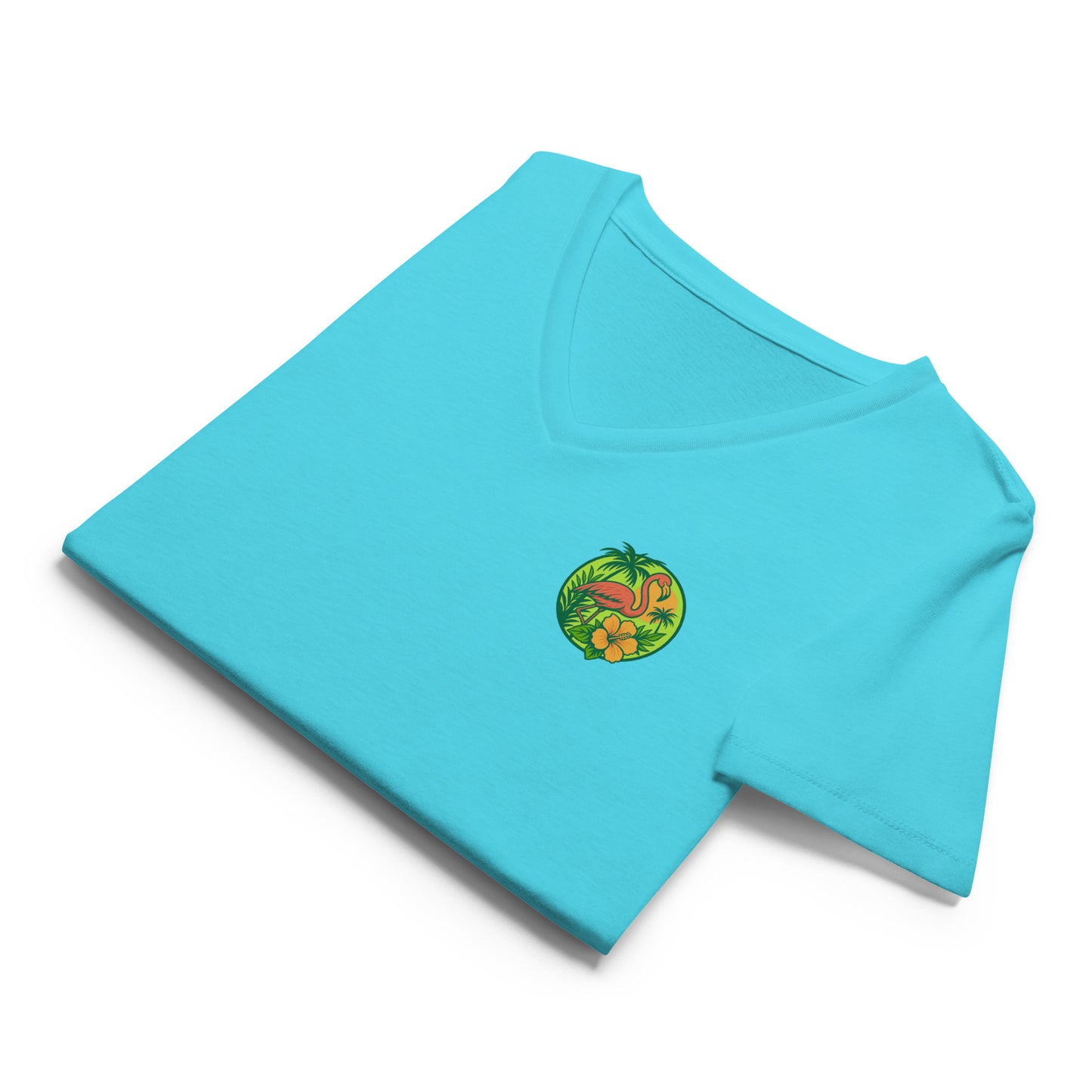 Flamingo in Bloom - Women’s Whimsical Coastal V-Neck